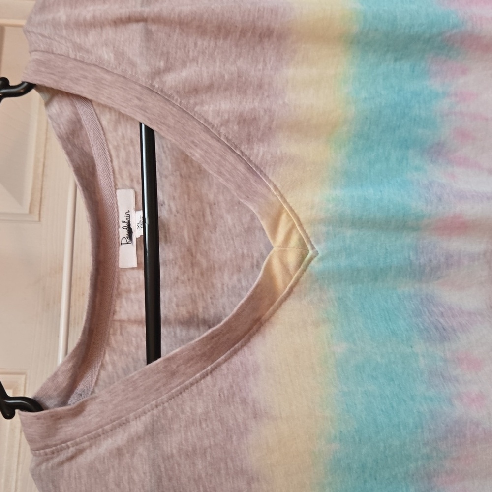 Multicolored Crop Tee with V-Neck and Relaxed Fit - Picture 5 of 7